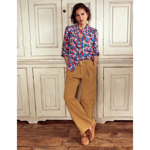 Boden Tops - NWOT Boden | Fay Smocked Jersey Shirt Size 6 Floral Smocked Cotton/Modal